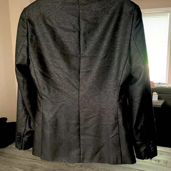 JF J.Ferrar Black Shimmer Men's Blazer Suit Jacket 38 R Slim Fit P2P 20” - Picture 2 of 10